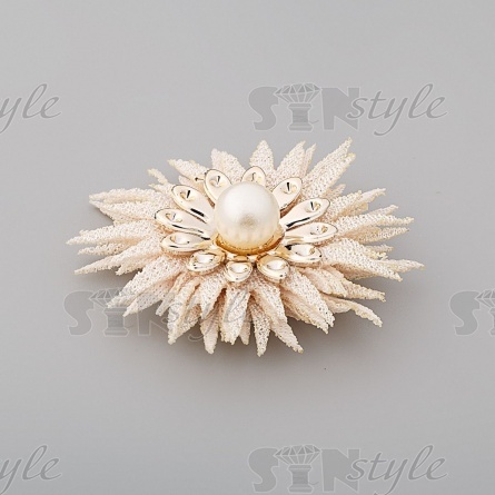 Цветочки декоративные, цвет шампань, диаметр 45 мм,  фото 2