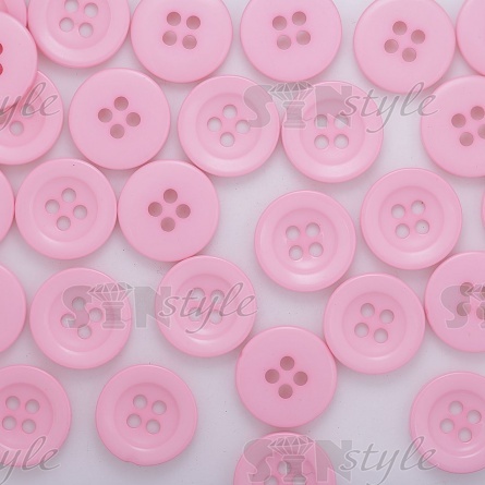 Пуговица пластиковая на четыре прокола, розовая, 40L фото 4