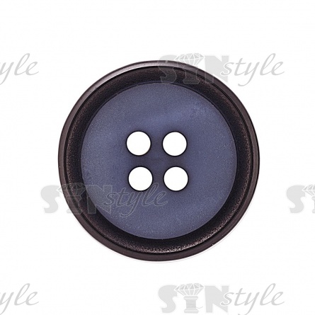 Пуговица пластиковая на четыре прокола, черная/синяя 34L фото 2