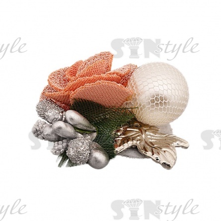 Композиция цветочная на фетровой основе, цвет персиковый, размер 45 мм,  фото 2