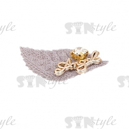 Аппликация 3D "Листочек", цвет серый, размер 33х20 мм фото 2