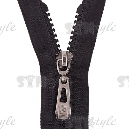 Молния трактор, тип 5, неразьемная, основа нейлон, длина 16 см, цвет 322 (черный), бегунок темный никель фото 2