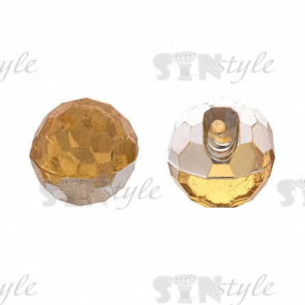 Пуговица на полуножке, размер 20L, в форме шара, цвет желтый прозрачный фото 1