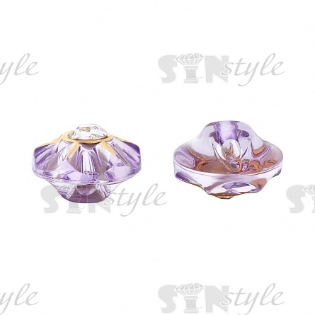 Пуговица пластиковая на ножке, круглая, сиреневая прозрачная с белой стразой в центре, 20L фото 2