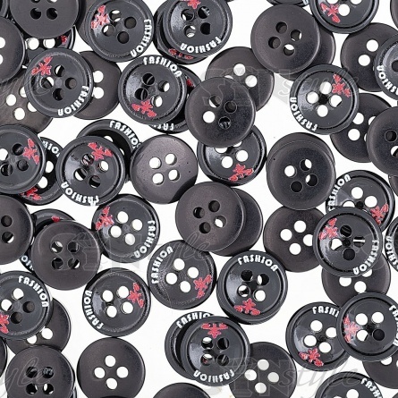 Пуговица пластиковая на четыре прокола, размер 18L, цвет черный/малиновый фото 6