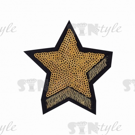 Термоаппликация "Звезда" с пайетками, размер 84х90 мм фото 1