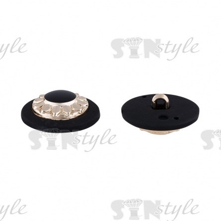Пуговица пластиковая на ножке, размер 40L, цвет черный/золотой фото 3