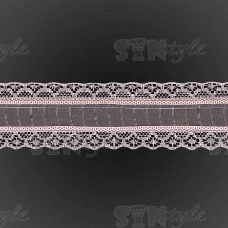 Декоративная лента капроновая ажурная, ширина 40 мм, намотка 25 ярдов,  цвет розовый фото 3