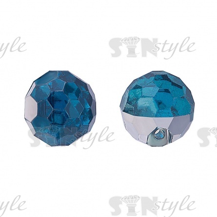 Пуговица на полуножке, размер 20L, в форме шара, цвет бирюзовый прозрачный фото 1