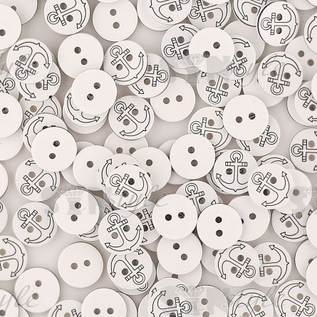 Пуговица пластиковая на два прокола "Якорь", белая с черным, 20L фото 4