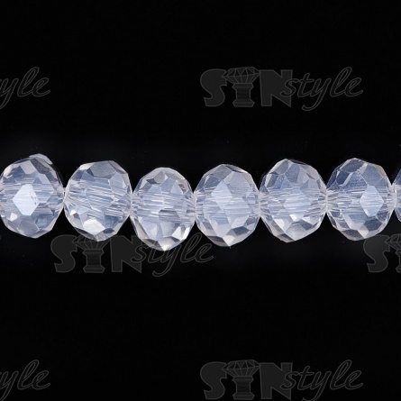 Бусины граненые Рондель (стекло), цвет прозрачный радужный-голография (AB), 4 мм, 140-150 шт/нить фото 2