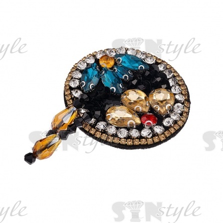 Аппликация с элементами из бисера и страз, размер 70х52 мм фото 2