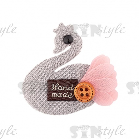 Аппликация 3D "Лебедь", цвет серый, размер 45х47 мм фото 1