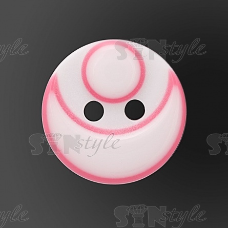 Пуговица пластиковая на два прокола, размер 20L, цвет белый/розовый фото 2