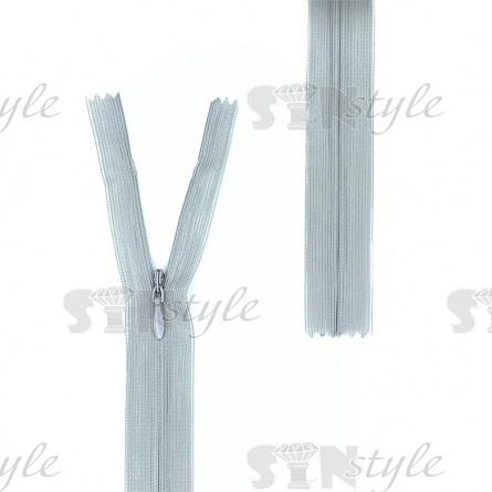 Молния спираль, тип 3, потайная, неразъемная, основа капрон, длина 50 см, цвет 133 (серый), бегунок цвета основы фото 1