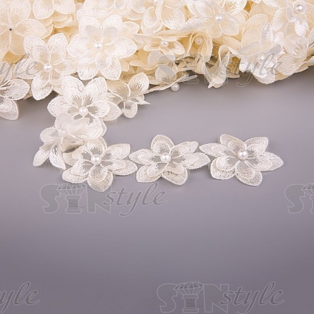 Цветочки из капроновой ленты, ширина 60 мм, намотка 20 ярдов, цвет шампань (№ 21) фото 1