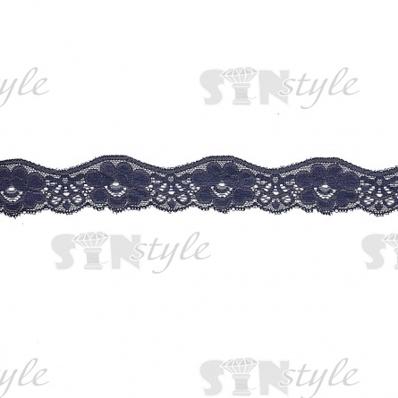 Кружево эластичное, ширина 35 мм, цвет темно-синий, намотка 15 ярдов фото 1