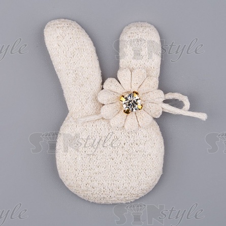 Аппликация 3D "Зайчик", размер 33х50 мм, цвет шампань фото 2