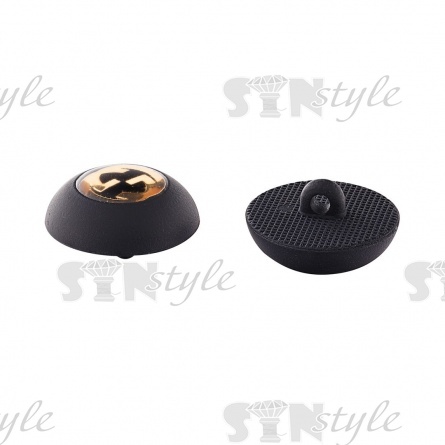 Пуговица пластиковая на ножке, 34L, черная с золотом фото 2