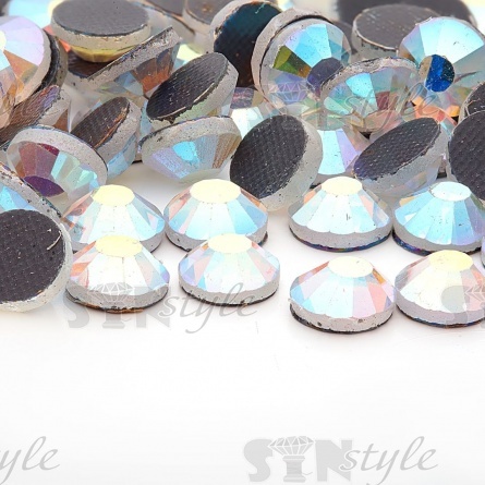 Стразы термоклеевые стеклянные SS30, форма круг, цвет радужный (голография), 288 шт/уп  фото 3