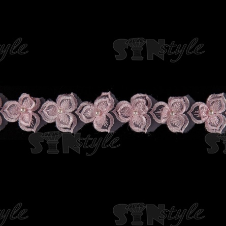 Цветочки из капроновой ленты, ширина 40 мм, намотка 20 ярдов, цвет розовый+белый, № 5 фото 3