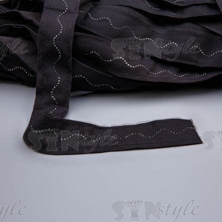 Декоративная тесьма отделочная лампасная со стразами, цвет черный, ширина 28 мм, намотка 50 ярдов фото 2