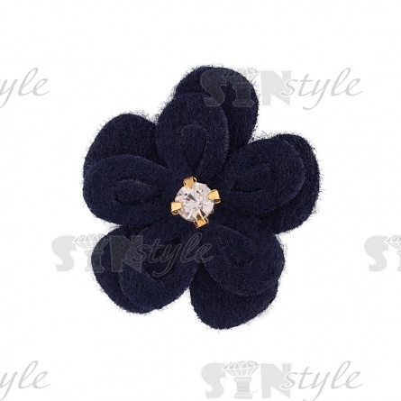 Аппликация 3D "Цветочек" со стразой, цвет темно-синий, размер 20 мм фото 1
