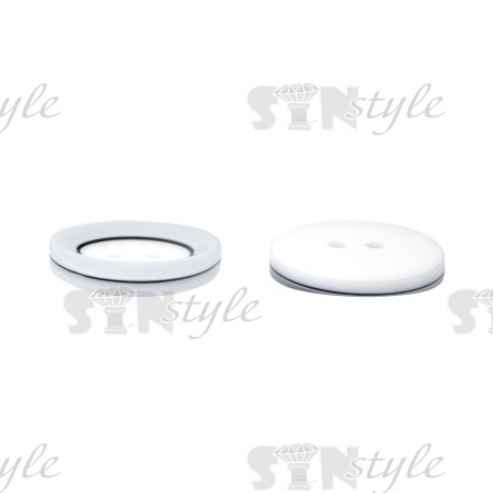 Пуговица пластиковая на два прокола, белая, размер 34L фото 3