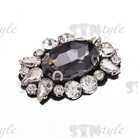 Аппликация с элементами из страз на фетровой основе, цвет черный, размер 42х30 мм  фото 2