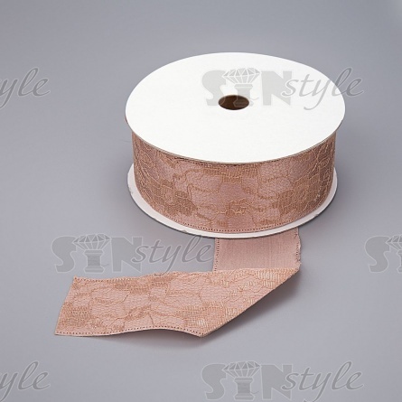 Декоративная лента двухслойная, цвет грязно-розовый, ширина 40 мм, намотка 20 ярдов фото 1