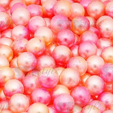 Бусины под жемчуг прибивные с градиентом, размер 6 мм, цвет розовый с желтым, вес 500 г  фото 3