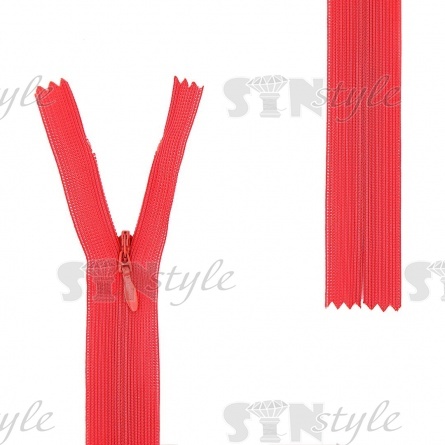 Молния спираль, тип 3, потайная, неразъемная, основа капрон, длина 50 см, цвет 147 (коралл), бегунок цвета основы фото 1