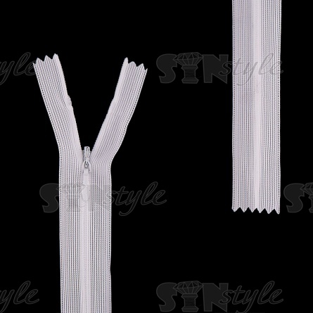 Молния спираль, тип 3, потайная, неразъемная, основа  нейлон, длина 20 см, цвет 102 (молочный), бегунок цвета основы фото 1