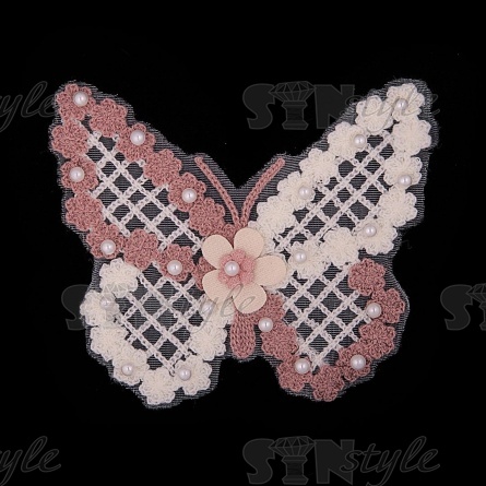 Аппликация на сетке пришивная "Бабочка", размер 145 мм х 130 мм фото 1