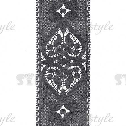 Кружево вязаное ажурное, ширина 130 мм, цвет черный, намотка 15 ярдов фото 1