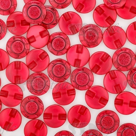 Пуговица пластиковая на полуножке, размер 24L, цвет красный с блестками фото 3
