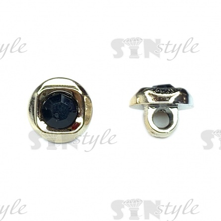 Пуговица пластиковая на ножке, золотая с черным, 18 L фото 1