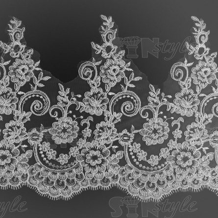 Кружево гипюр, ширина 330 мм, цвет белый, намотка 10 ярдов фото 1