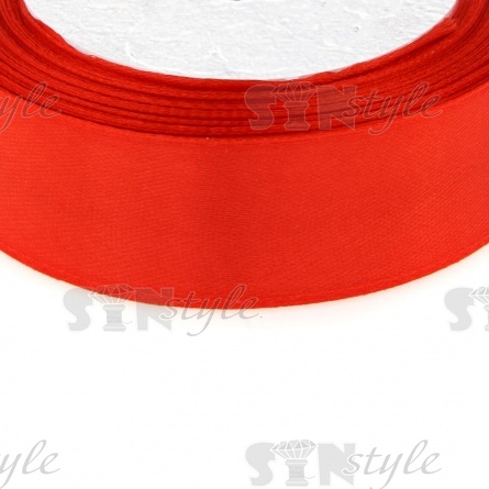 Лента атласная, ширина 25 мм, намотка 25 ярдов, цвет красный (№026) фото 2