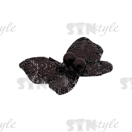 Аппликация 3D "Бабочка", цвет черный+черные бусины, размер 40х30 мм фото 2