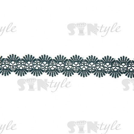 Кружево ажурное, нежная воздушная гирлянда с резными краями, ширина 40 мм, цвет темно-зеленый, намотка 10 ярдов  фото 2