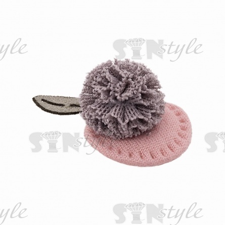 Аппликация 3D "Яблочко", цвет серый+грязно-розовый, размер 20х30 мм фото 2