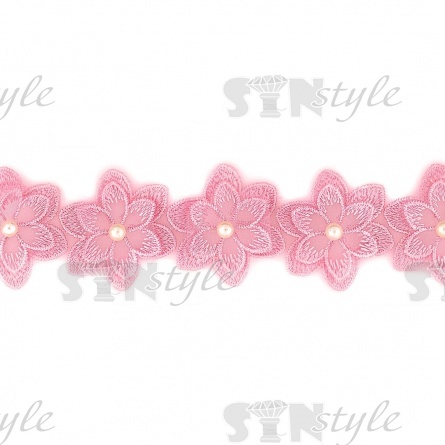 Цветочки из капроновой ленты, размер 45 мм, намотка 20 ярдов, цвет темно-розовый (№ 25) фото 3