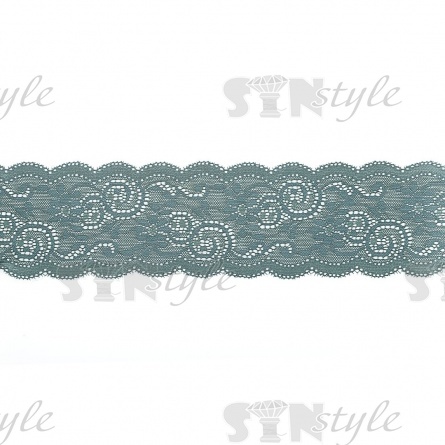 Кружево эластичное, ширина 80 мм, цвет зеленый, намотка 15 ярдов фото 2