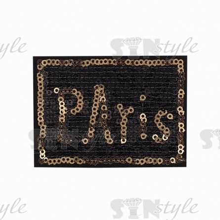 Термоаппликация "Paris" с пайетками, размер 75х55 мм фото 1