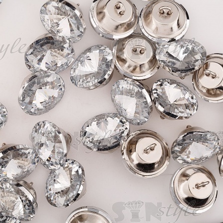 Пуговица стеклянная "кристалл", размер 20L, цвет белый прозрачный фото 3