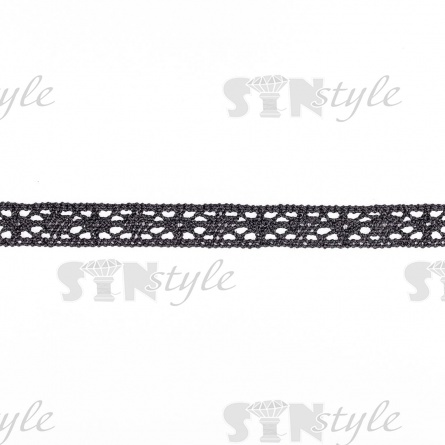 Кружево вязаное плетеное, ширина 13 мм, цвет черный, намотка 15 ярдов фото 1