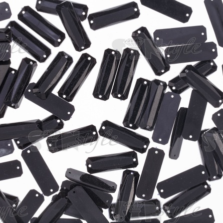 Стразы пришивные акриловые, форма прямоугольник, цвет черный, размер 10*25 фото 1