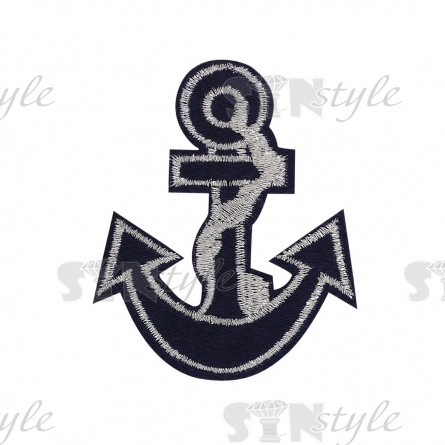 Термоаппликация "Якорь", размер 55х65 мм, цвет черный+серебро фото 1