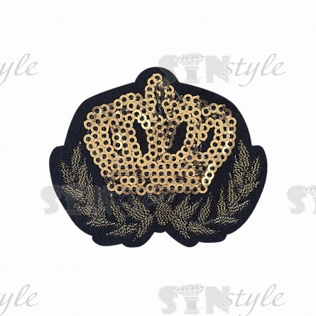 Термоаппликация "Корона" с пайетками, размер 62х50 мм фото 1